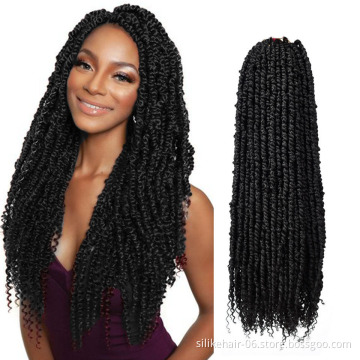 Hot 24Inch Ombre Black Brown Long Pre-Twisted Spring Bomb Braids Bulk Passion Twist Crochet Braiding Synthetic Hair Extensions